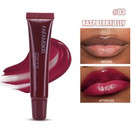 Glossy Lip Glaze Waterproof Long Lasting Lip Gloss Glossy Mirror Tea Red Liquid Lipstick Doodle Lip Korean Makeup (Option: 03 RASPBERRYJELLY-10ml-1pc)