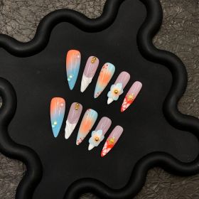 2026 Gothic Charm Press-on Nails, Valentine's Day Medium Almond-shaped Press-on False Nails Set. Handmade false nail pieces (size: S)