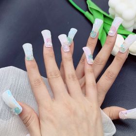 2026 Gothic charm meticulously crafted wearable nails, Valentine's Day long duck-bill shaped press-on false nail set, handcrafted false nail piec (size: L)