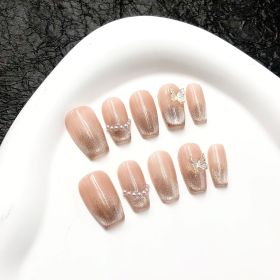 2026 Gothic charm meticulously crafted wearable nails, Valentine's Day short square press-on false nail set, handcrafted false nail pieces (size: S)