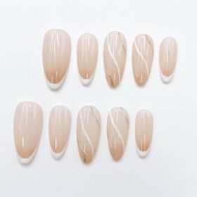 2026 Gothic Charm Wearable Nails, Valentine's Day Short Almond-shaped Press-on Fake Nail Set. Handmade Fake Nail Tips (size: M)