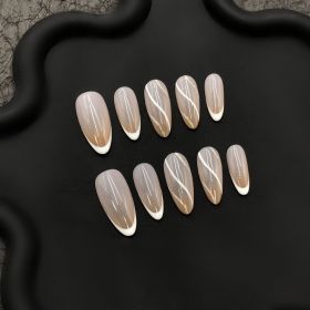 2026 Gothic Charm Wearable Nails, Valentine's Day Short Almond-shaped Press-on Fake Nail Set. Handmade Fake Nail Tips (size: S)
