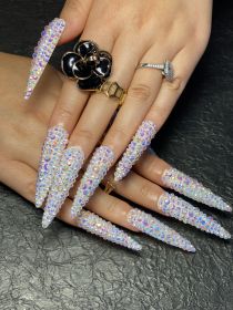 2026 Gothic Charm Press-on Nails, Valentine's Day Long Almond-shaped Press-on False Nail Set, Handmade False Nail Tips (size: L)