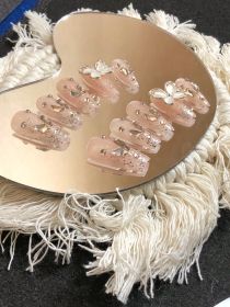 2026 Gothic charm meticulously crafted wearable nails, Valentine's Day medium square press-on false nail set, hand-made false nail pieces (size: L)