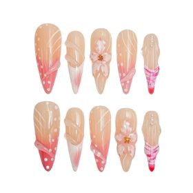 2026 Gothic Charm Press-on Nails, Valentine's Day Medium Almond-shaped Press-on False Nails Set. Handmade False Nail Tips (size: S)